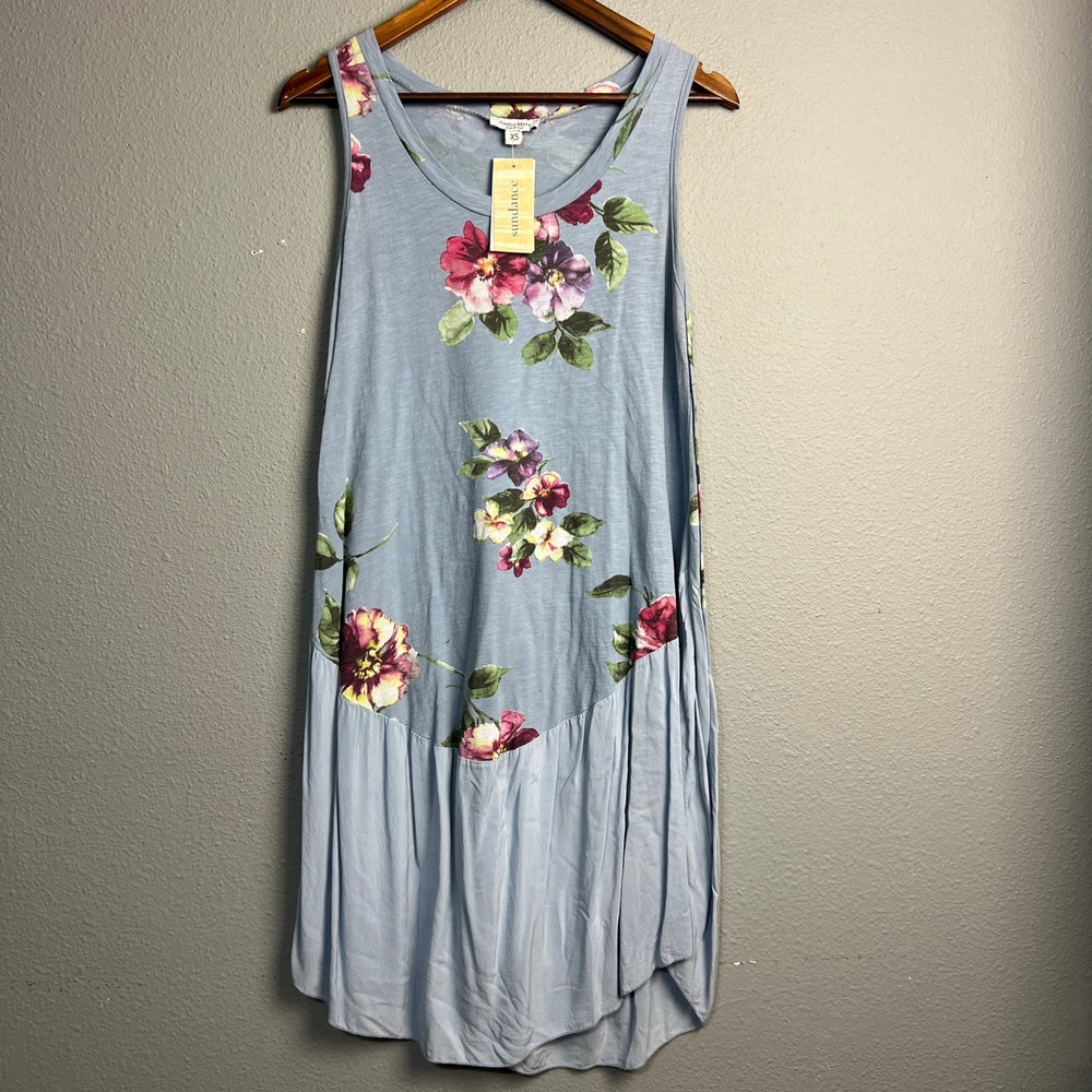 Angela Mara Sundance Aloha‎ Dress Floral Tank Blue Romantic Garden XS NWT $88